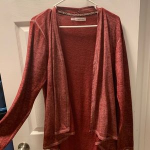 Red cardigan